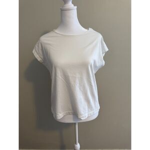 LOFT White Cap Sleeve T-Shirt Size Medium Petite MP